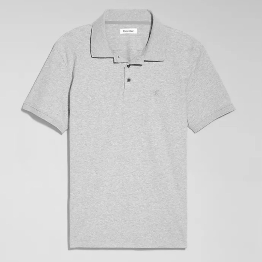 🆕Calvin Klein Smooth Cotton Short Sleeve Polo in Grey Heather• Men’s Size Large - Picture 7 of 7